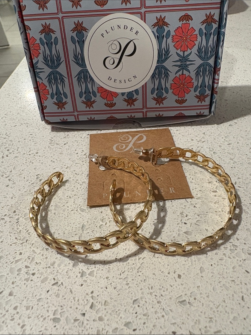 Plunder Alyson Gold Chain Link Hoop Earrings